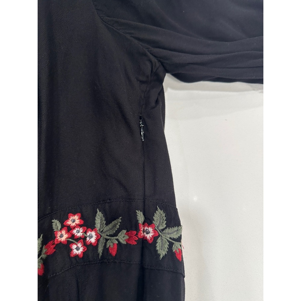 Farm Rio Embroidered Wide‎ Leg Floral Jumpsuit Small Black Floral Anthropologie - Picture 16 of 16